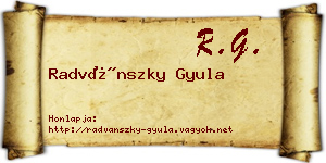 Radvánszky Gyula névjegykártya